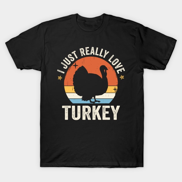 I Just Really Love Turkey 80s Retro Vintage Sunset Gift Idea T-Shirt by Lyume